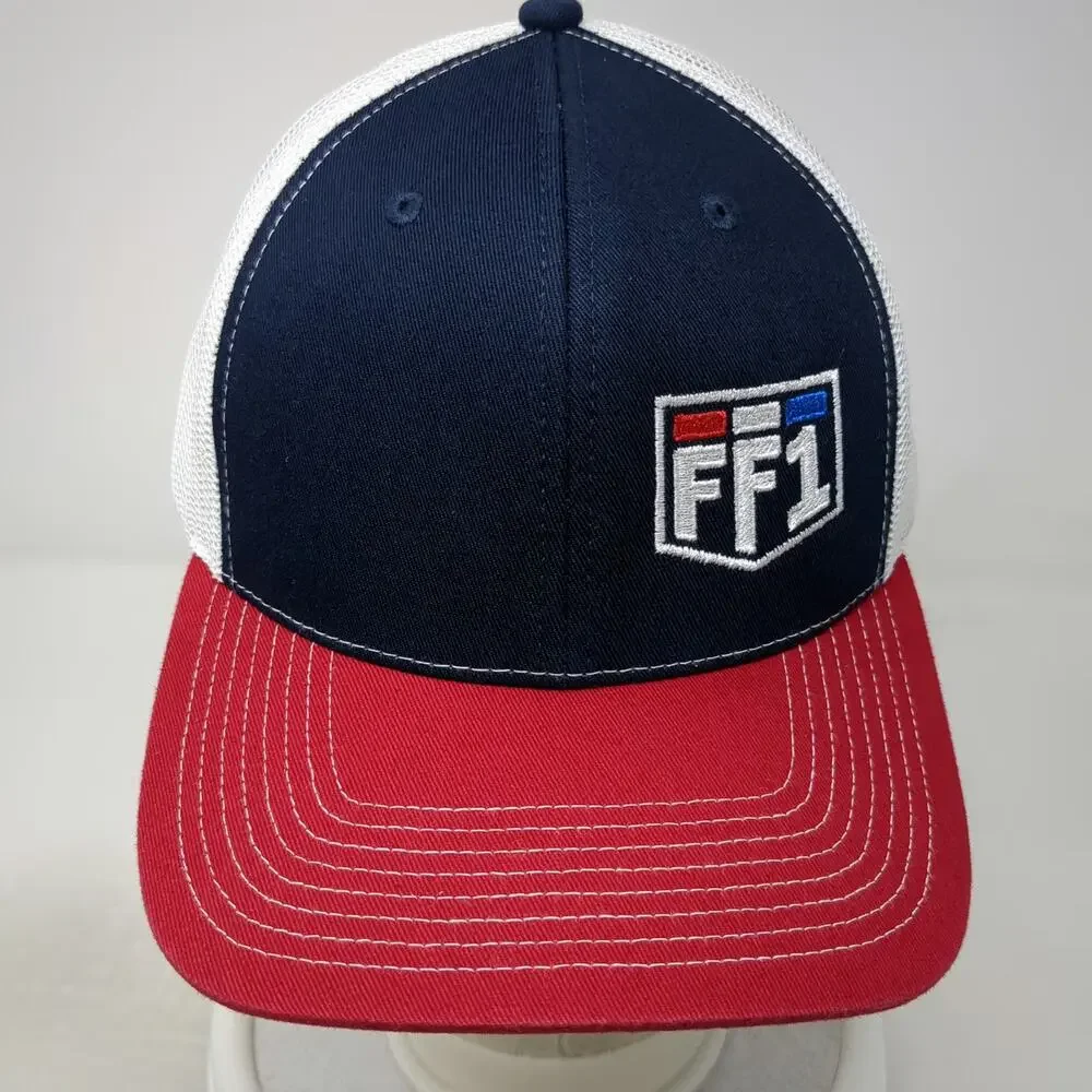 Outdoor Cap Trucker Hat Blue OSFM FF1 Shield Logo Mesh Back Snapback Red White